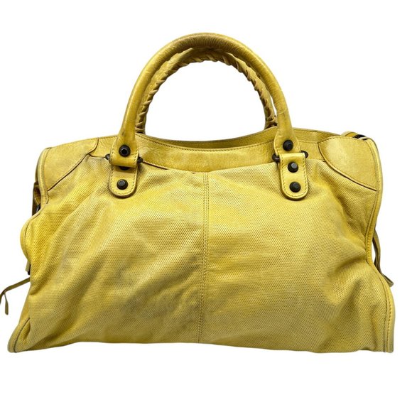 BALENCIAGA The City Editor's Bag Leather Yellow Handbag Shoulder 115748 Women... - Picture 3 of 9